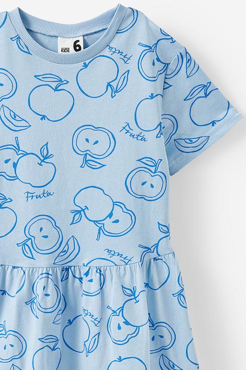 Willow short sleeve dress - sky blue/harbour blue apple