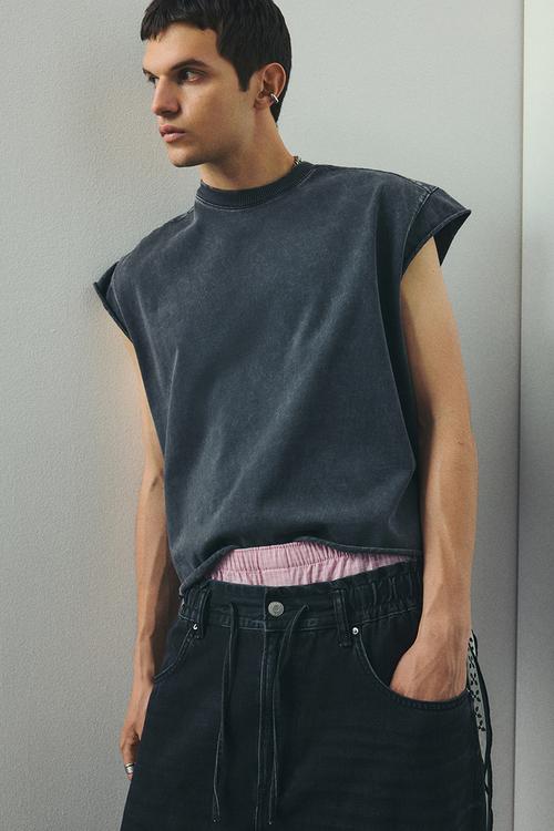 Oversized fit vest top - dark grey