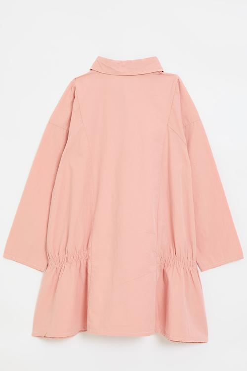 Collared dress with shirred detail - dusty pink