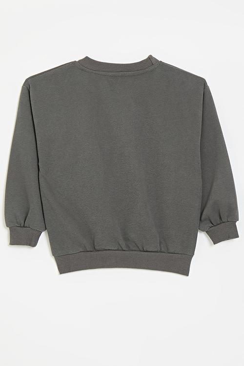 Applique print sweat top - dark charcoal