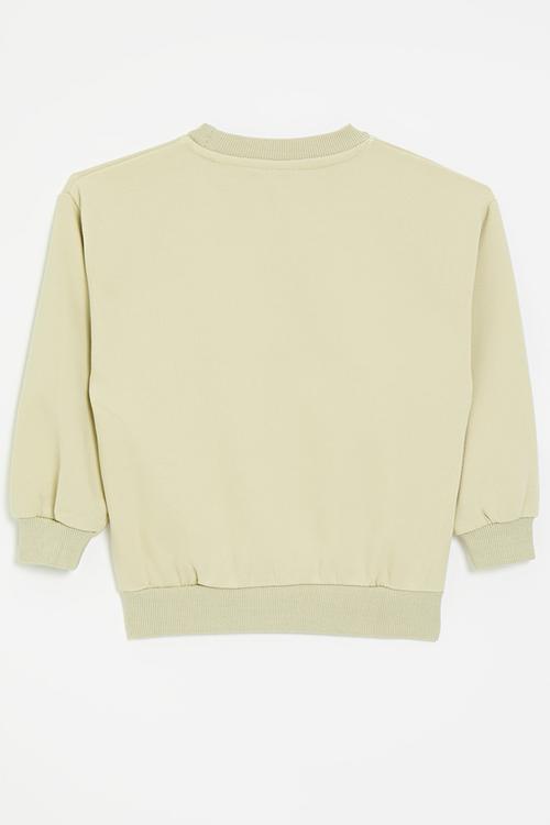 Applique print sweat top - beige
