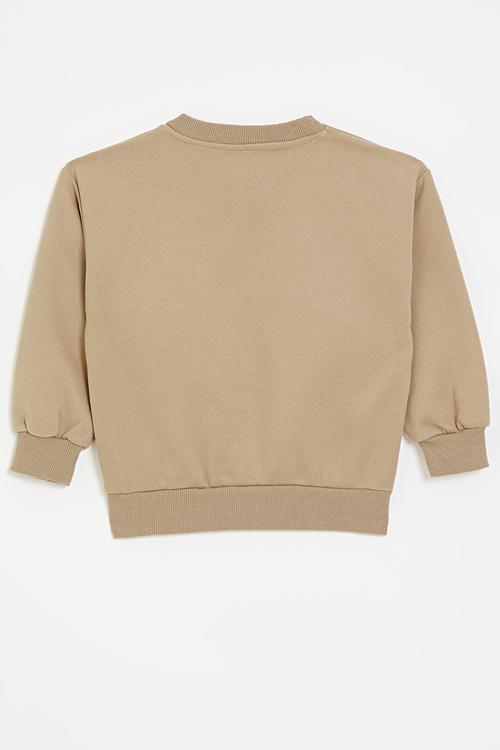 Applique print sweat top - brown
