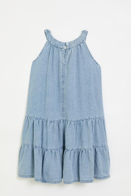 Dropped waist cutaway dress - light blue