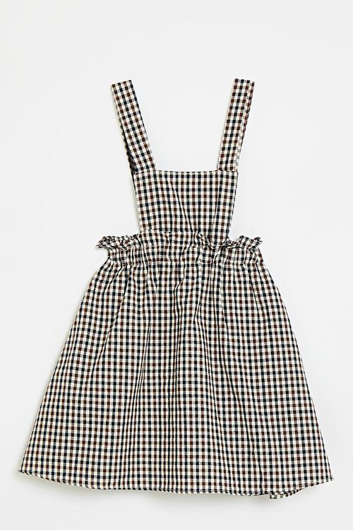 Apron dress - dark brown gingham