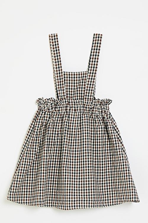 Apron dress - dark brown gingham