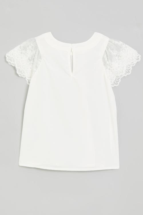 Lace sleeve tee - white