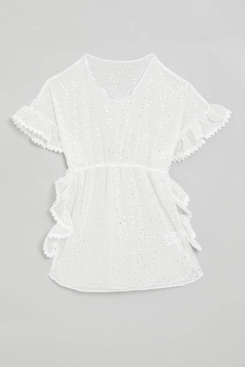 Star covered swimsuit cover-up - white