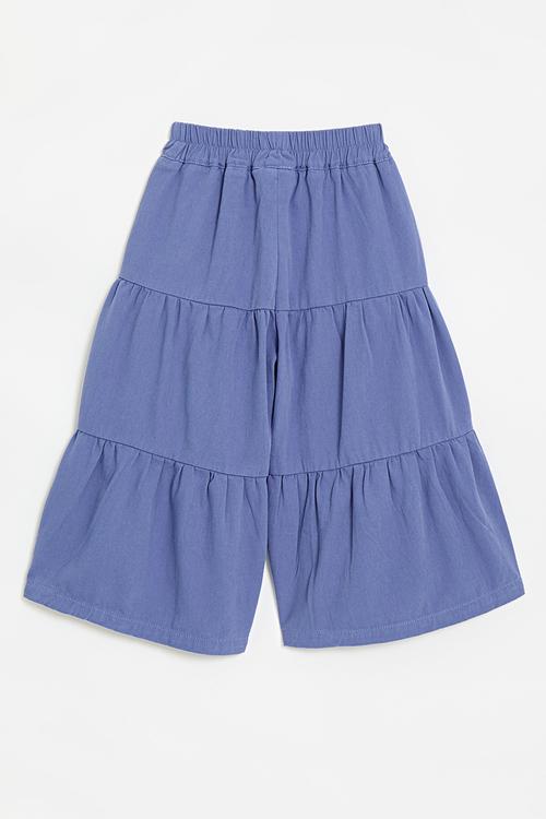 Tiered pants with slanted inset pockets - cornflower blue