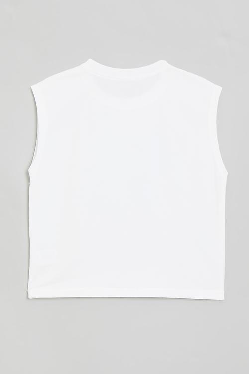 Placement print sleeveless tee - white/another day in paradise