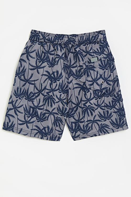 Palm tree printed board shorts - cool grey