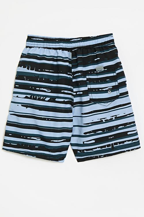 Distressed stripe board shorts - blue/black