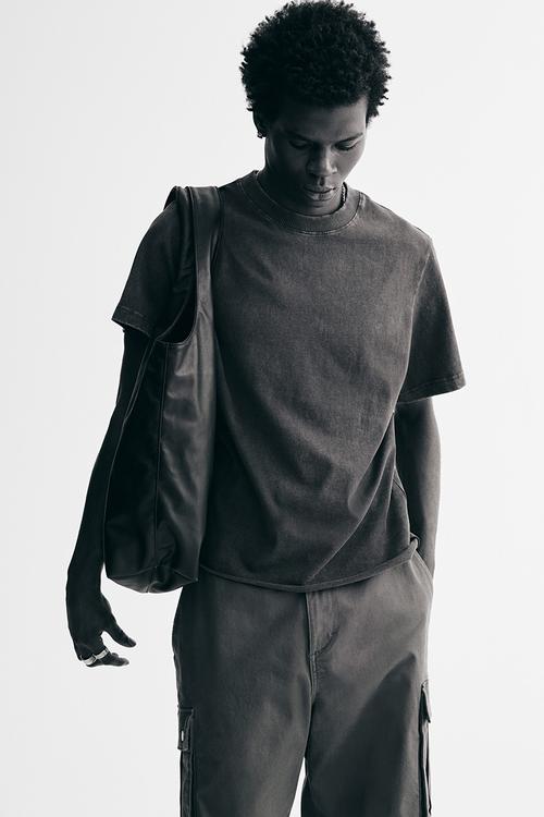 Regular fit washed T-shirt - dark grey