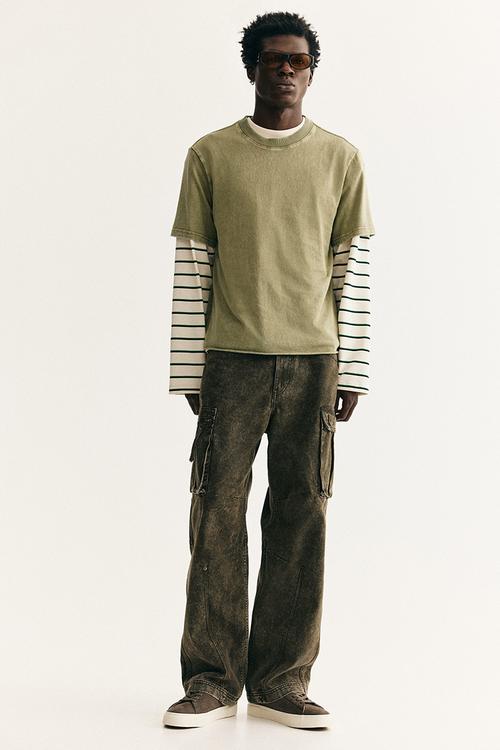 Regular fit washed T-shirt - green