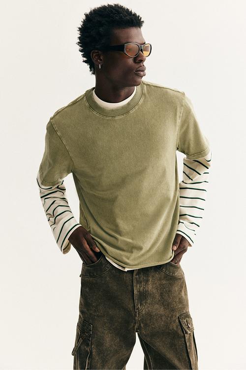 Regular fit washed T-shirt - green
