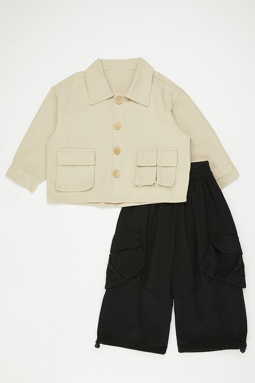 Jacket & pants - beige/black
