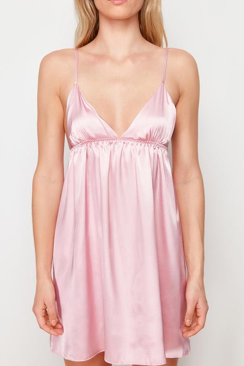 Satin woven nightdress - rosa