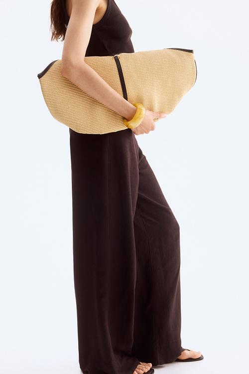 Linen-blend trousers - dark brown