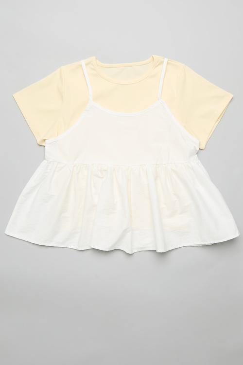 Tee with peplum cami - lemon chiffon/white