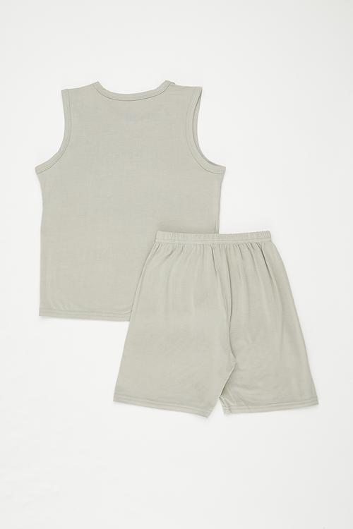 Sleeveless pj top with shorts - cloud grey