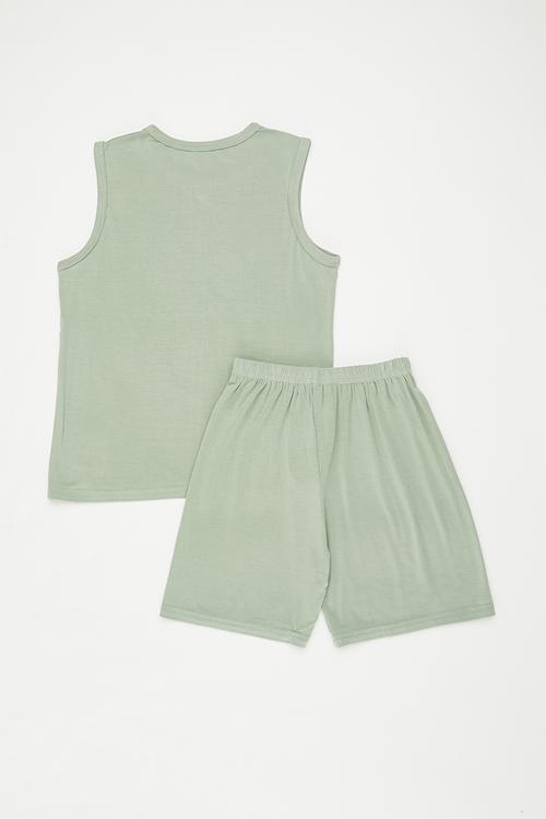 Sleeveless pj top with shorts - laurel green