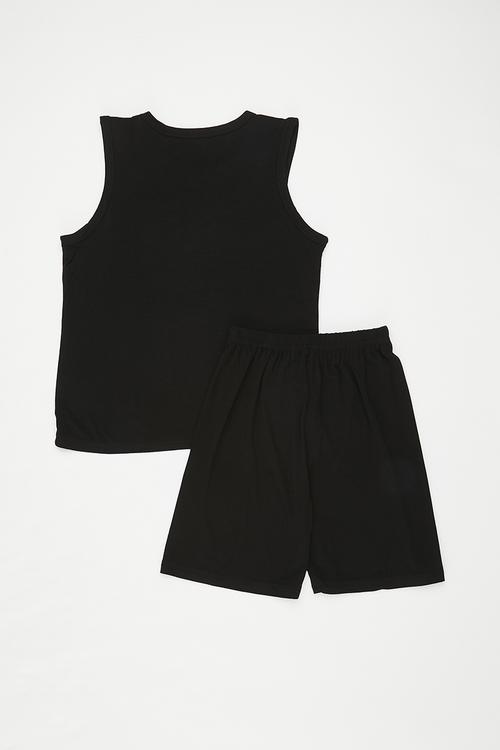 Sleeveless pj top with shorts - black
