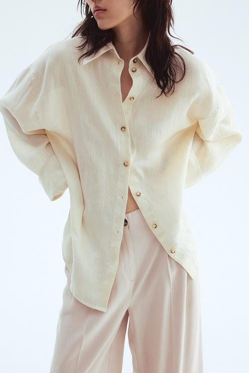 Wide ankle-length trousers - light beige