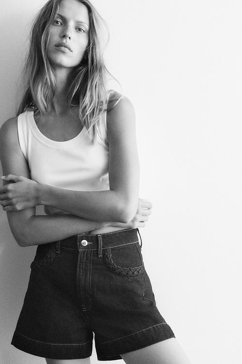 Braided-trim denim shorts - dark denim blue