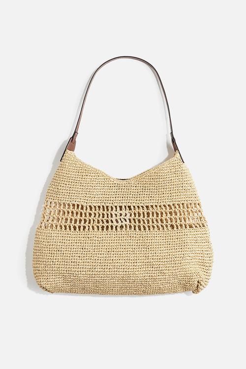 Straw shoulder bag - beige