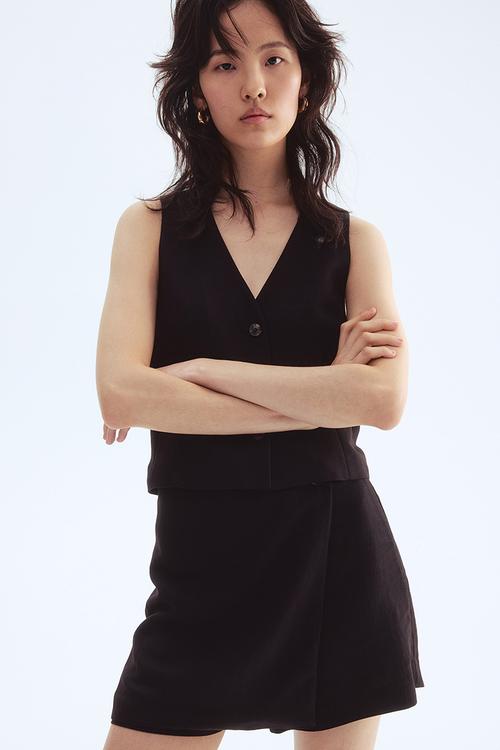 Wrap skort - black