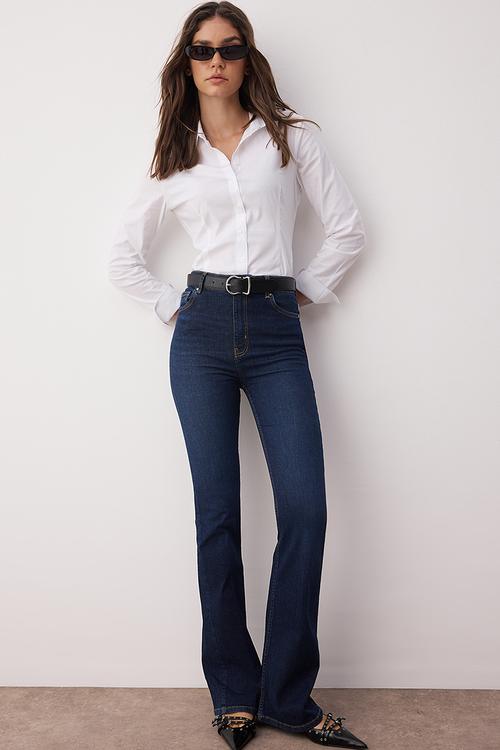 High Waist Flare Jean - Dark blue