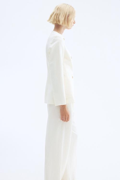 Linen-blend blazer - cream