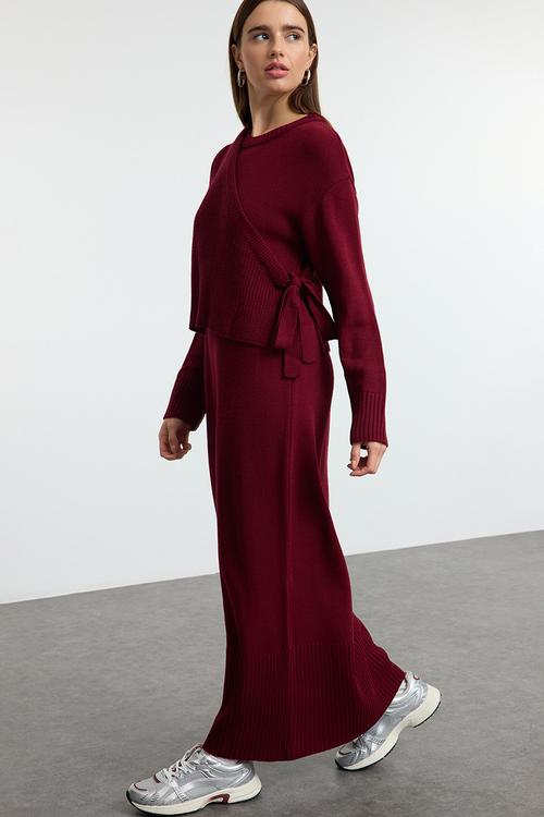 Knitwear Cardigan and Gown Set - Bordeaux