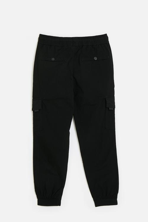 Boys cotton cargo pants - black