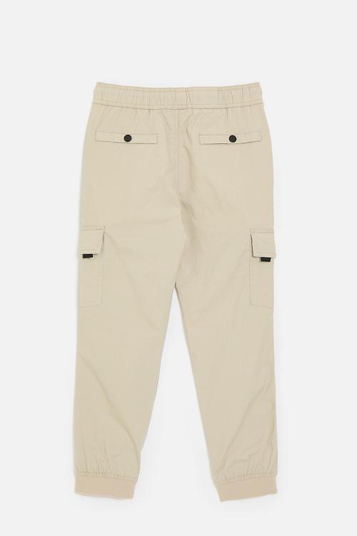 Boys cotton cargo pants - stone