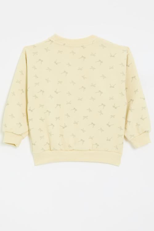 Bow print sweat top - pale yellow