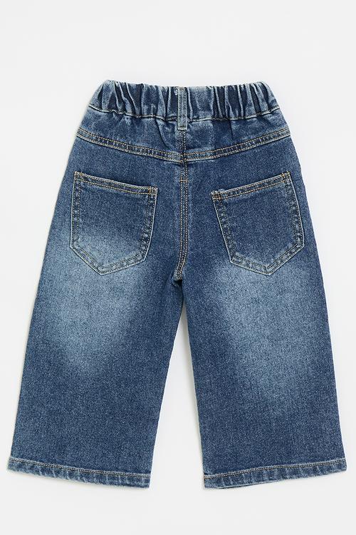 Heart print denim jeans - stonewash