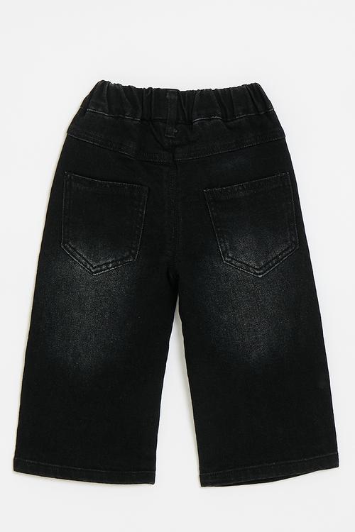 Heart print denim jeans - black