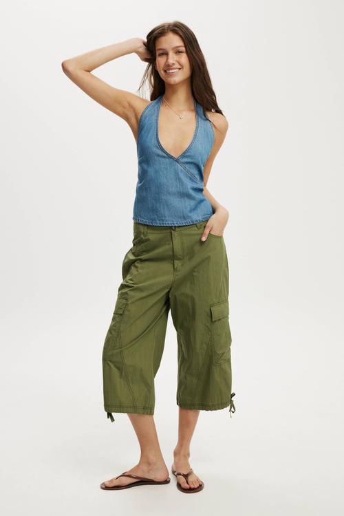 Avery wrap denim top - notion blue