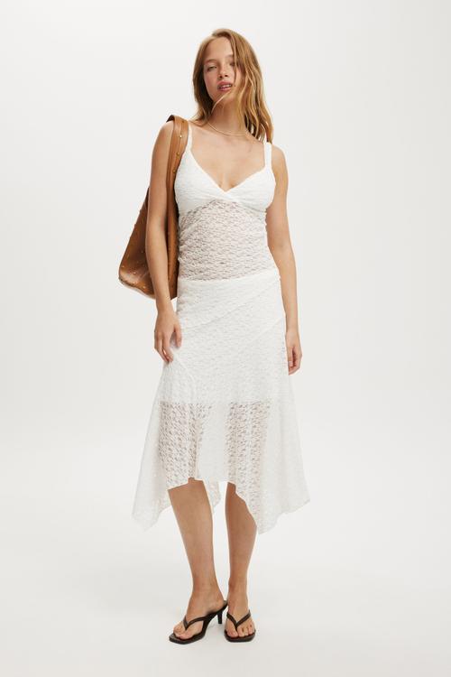Tori lace asymmetric cami - vintage white