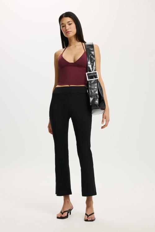 Stretch fitted kick flare pant - black