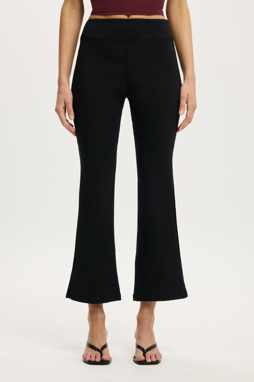 Stretch fitted kick flare pant - black
