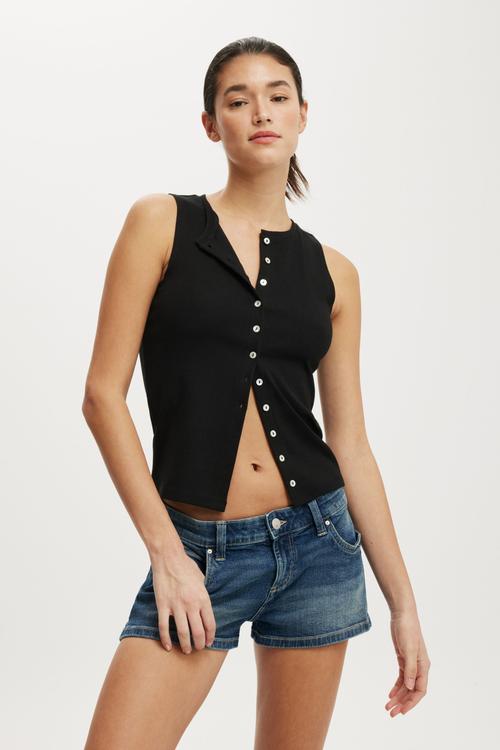 Bailey button detail vest - black