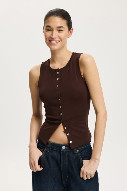 Bailey button detail vest - dark oak