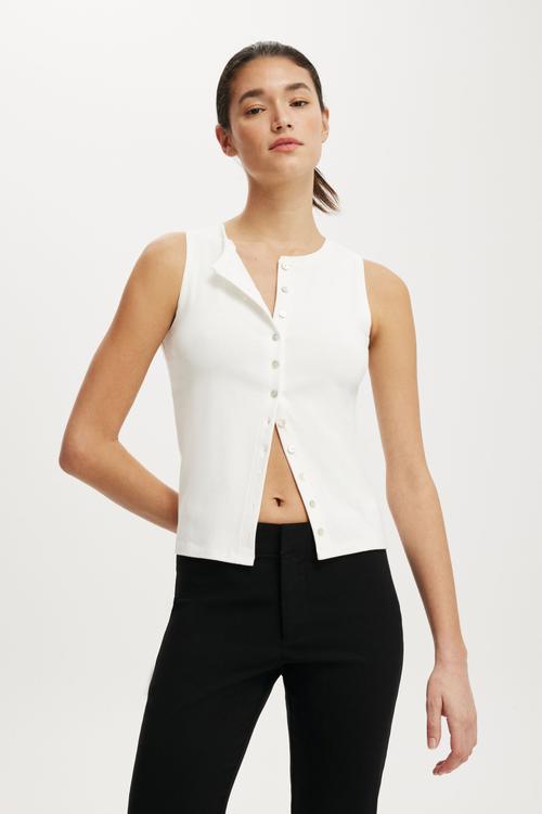 Bailey button detail vest - vintage white