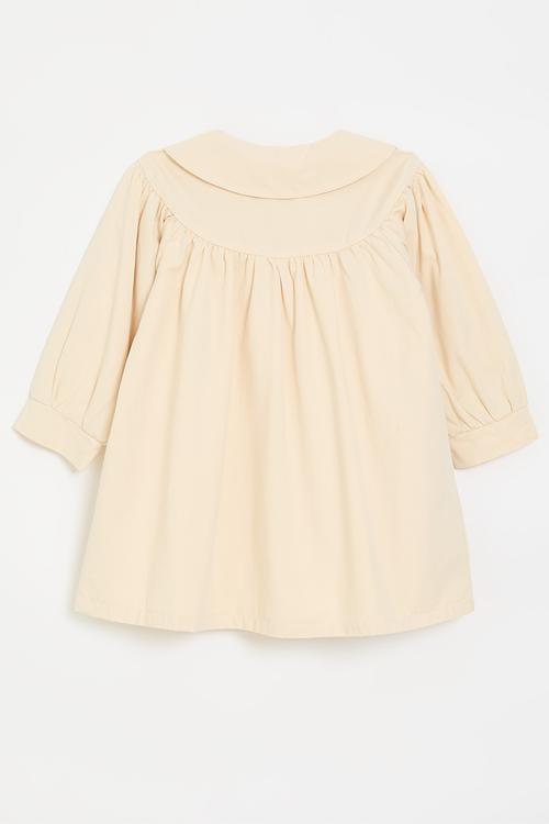 Vintage inspired dress with pointed flat collar - parchment white