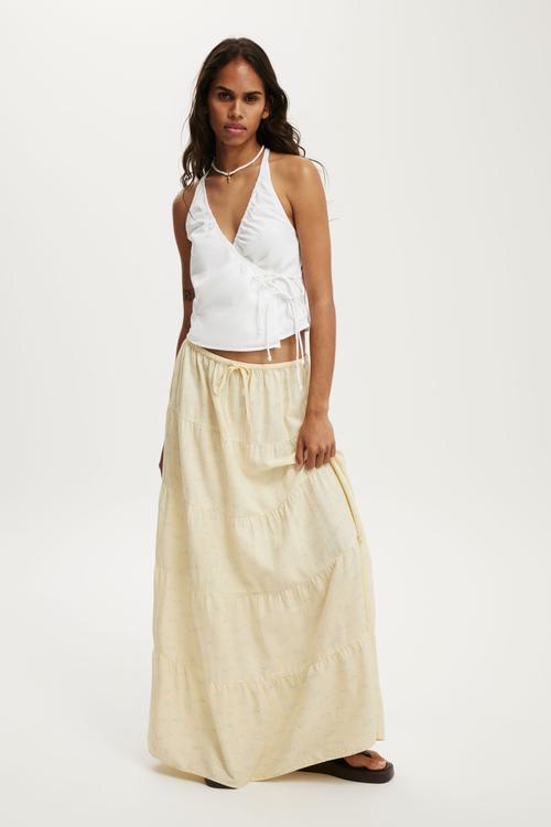 Haven multi tiered maxi skirt - nellie floral vanilla glow
