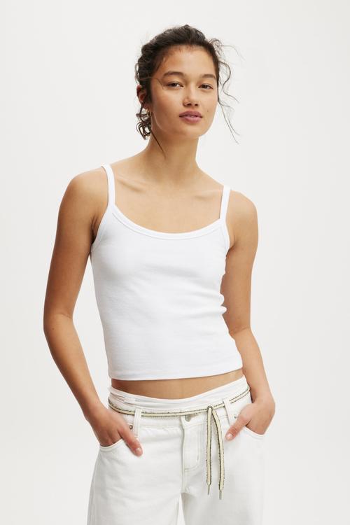 Goldie rib scoop cami - white