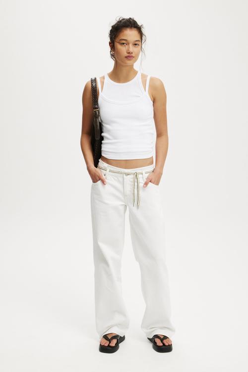 Goldie rib scoop cami - white