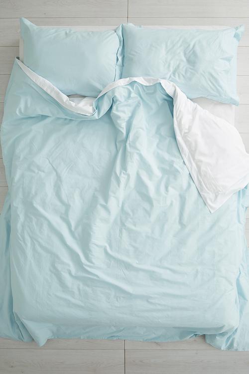 Reversible duvet set - duck egg/white