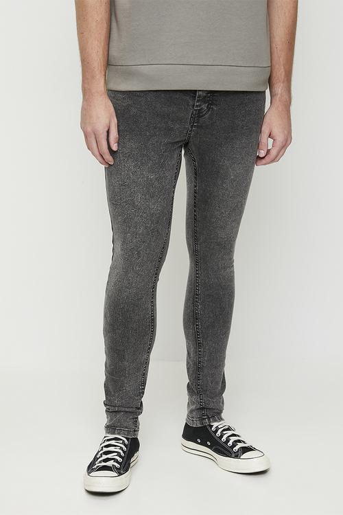 Super Skinny Fit Denim Jean Acid Wash - Long Length